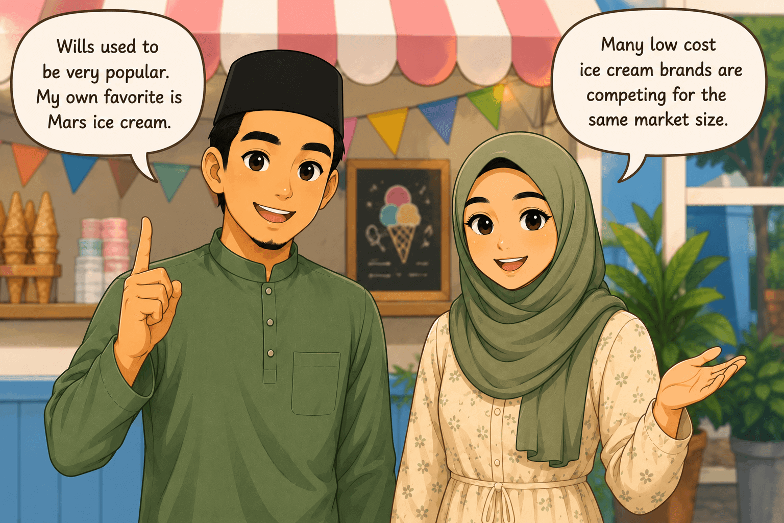 Interviewing two shop owners